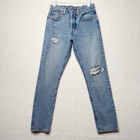 LEVIS 501 Distressed Cropped Skinny Jeans Medium Wash Cant‎ Touch This Sz 26 - Picture 6 of 14